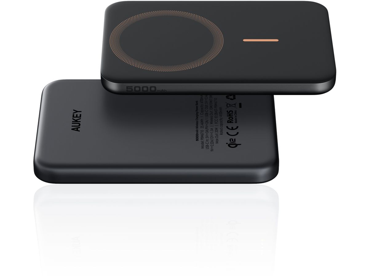 AUKEY MagFusion Slim 5000mAh PB-MS07A BG Powerbank Qi2 Wireless,Black (0689323791873)