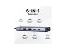 UGREEN 6-in-1 USB-C Hub 35999 10Gbps 4k60Hz, 100W, Gray (6941876239993)