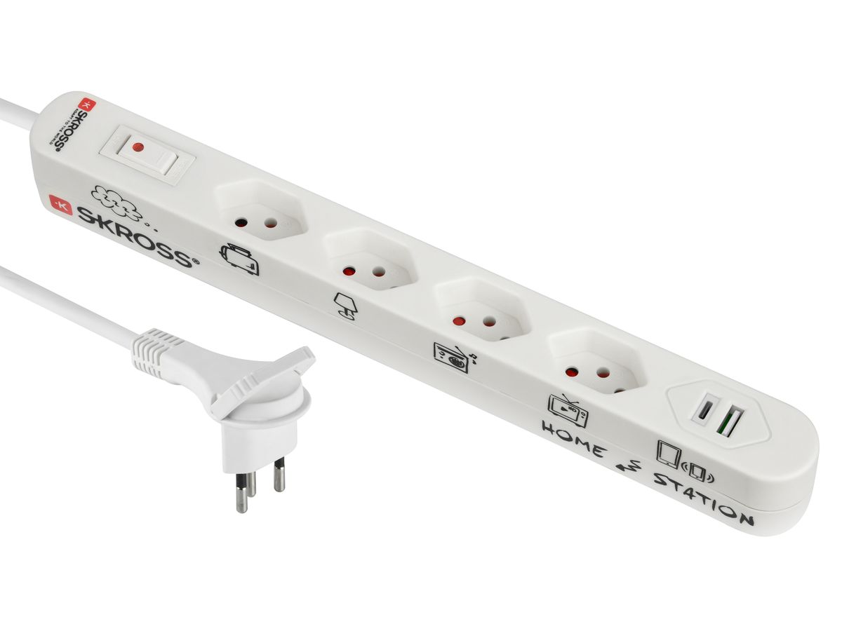 SKROSS Home Station USB Retail white 69.41350 4xTyp13, 1x USB-C + 1x USB-A (7611453413502)