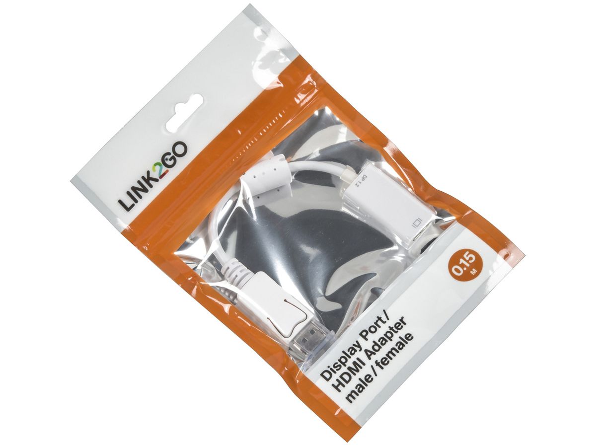 LINK2GO DisplayPort - HDMI Adapter AD1211WP male/female, 15cm (7613058028426)