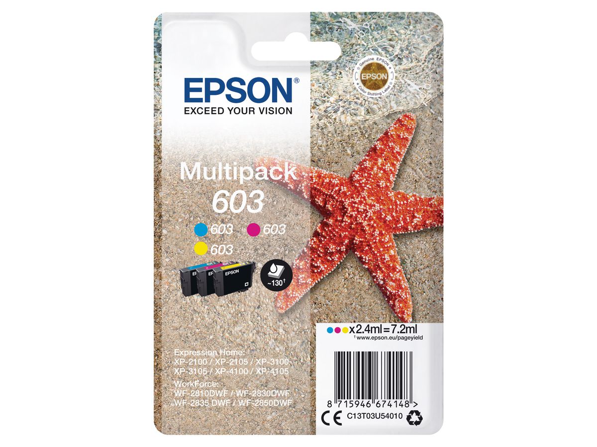 EPSON Multipack Inchiostro 603 CMY T03U54010 XP-2100 130 pagine (8715946674148)