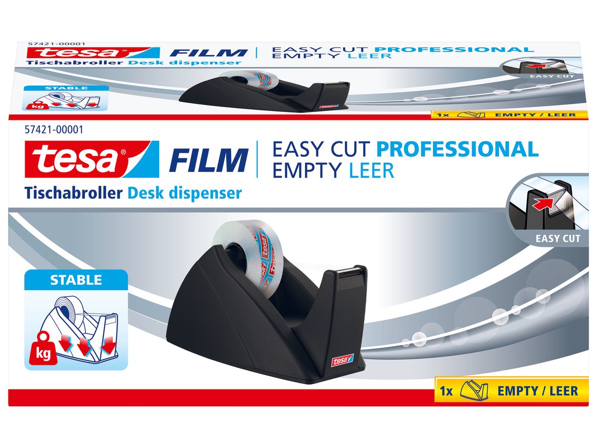 TESA Tischabroller EasyCut 33mx19mm 574210000 schwarz (4042448363138)