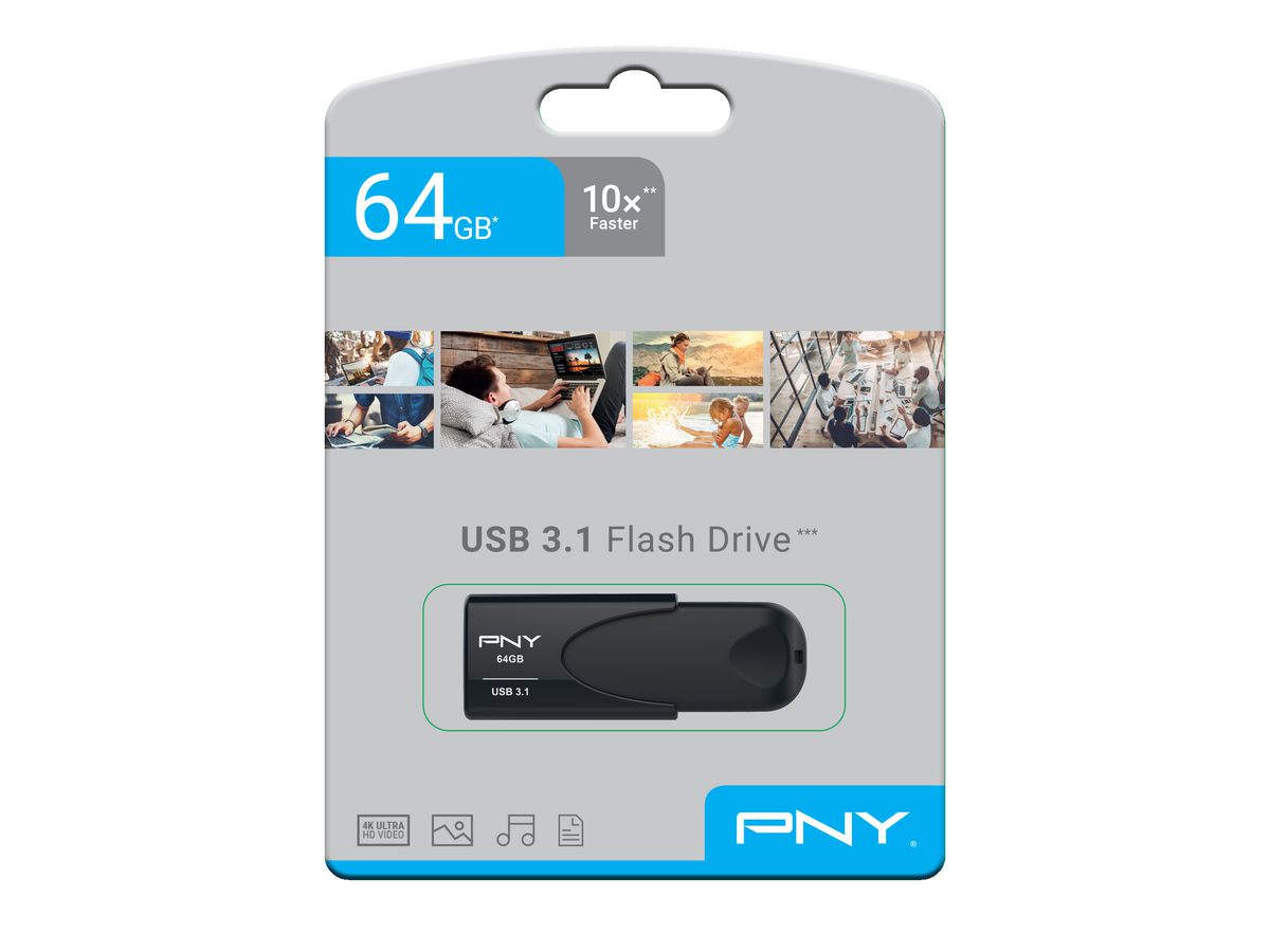PNY Attaché 4 3.1 64GB USB 3.1 FD64GATT431KK-EF (3536403372866)