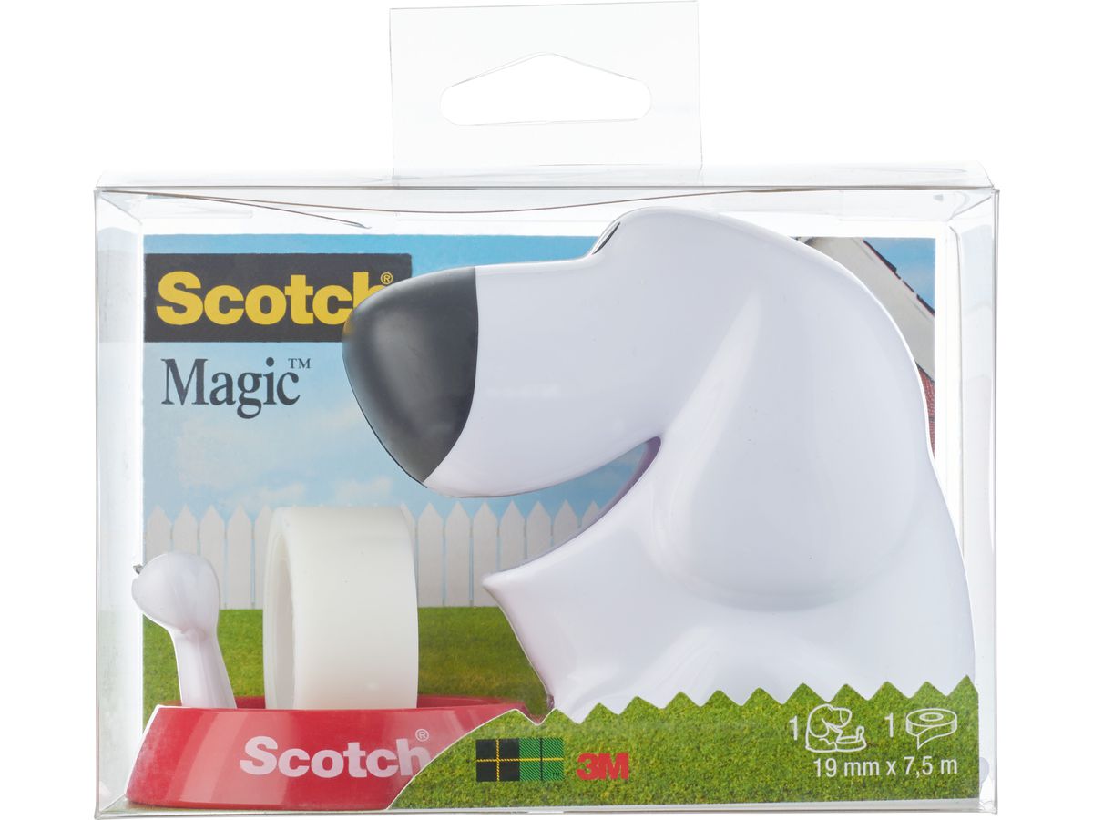 SCOTCH Dispenser Hund weiss C31 inkl.1 Rol.Magic 810 19mmx7.5m (4046719743193)