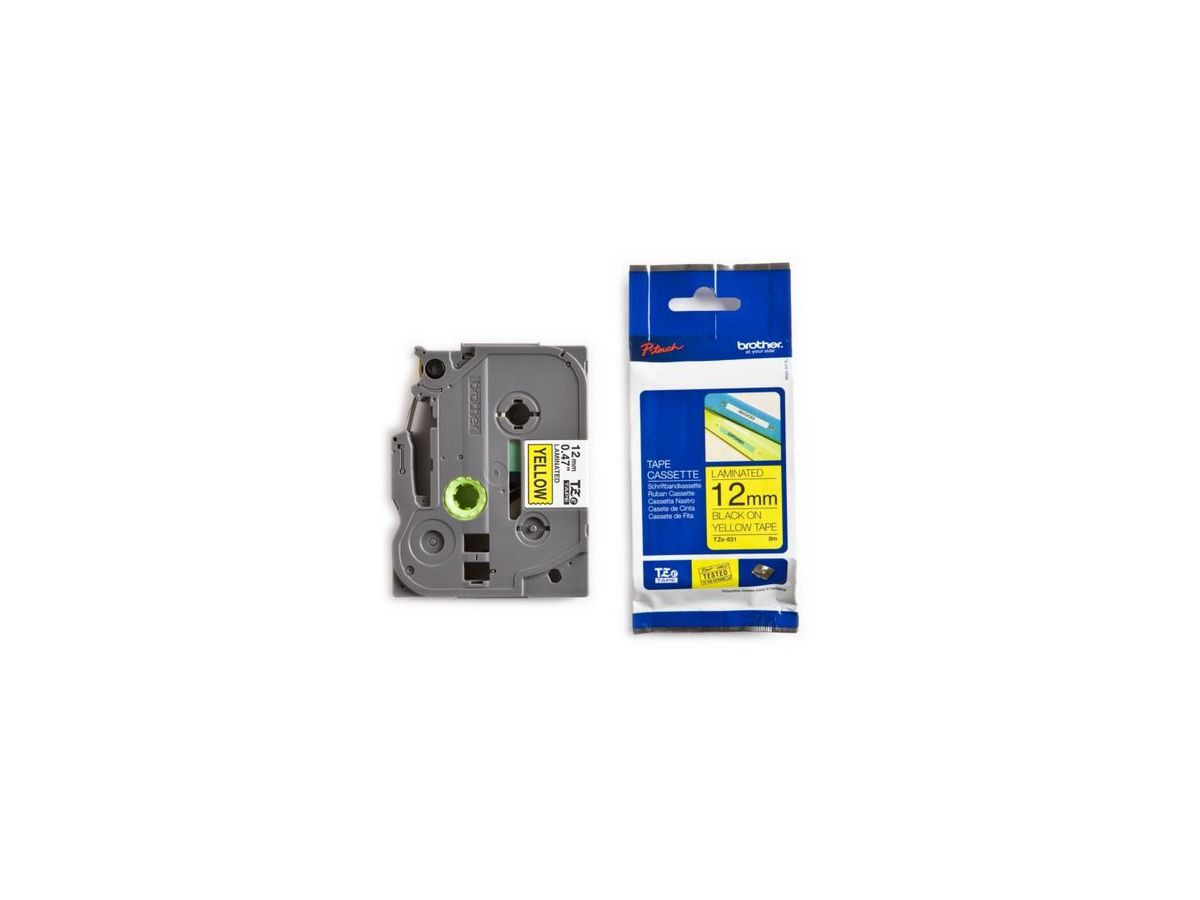 PTOUCH Band, laminiert schwarz/gelb TZe-631 PT-1280VP 12 mm (4977766686686)