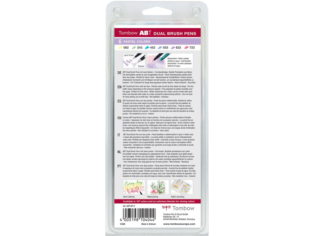 TOMBOW ABT Dual Brush Pen ABT-6P-2 6er Set Pastellfarben (4003198104044)