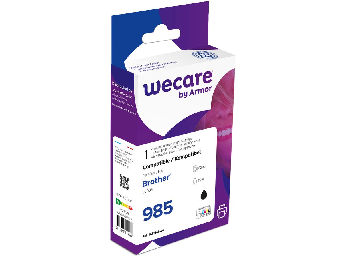WECARE Encre rebuilt noir LC-985BK WE p. Brother DCP-J315W 15ml (8715057013928)