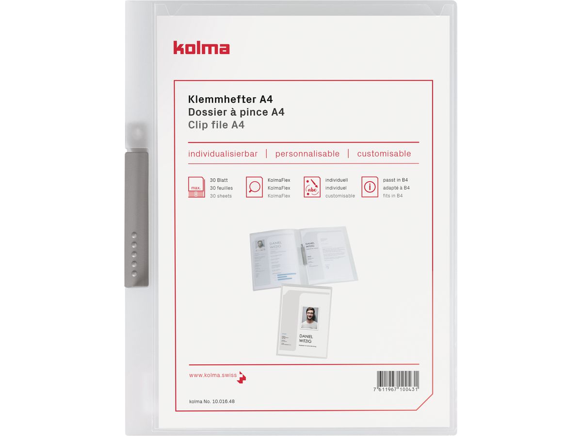 KOLMA Cartella di clip Tender A4 10.016.00 trasparente, 2 pezzi (7611967100424)