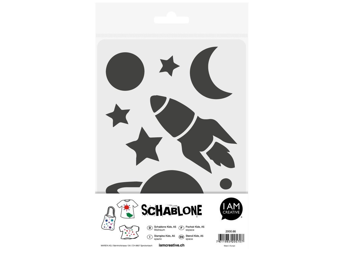 I AM CREATIVE Pochoir 2000.66 Kids A5, Espace (7611983205707)