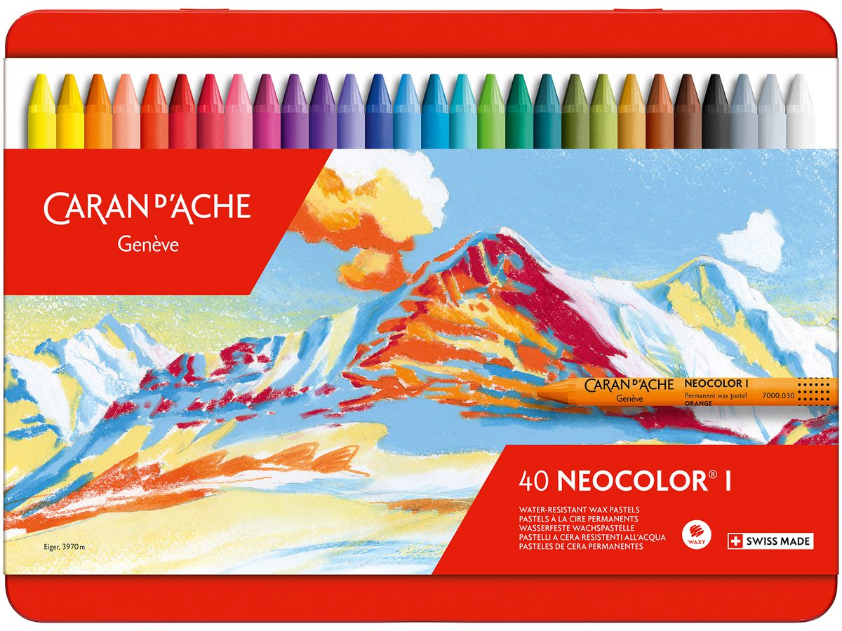 CARAN D'ACHE Pastelli a cera Neocolor 1 7000.340 40 colori ass. box metallico (7610186037542)