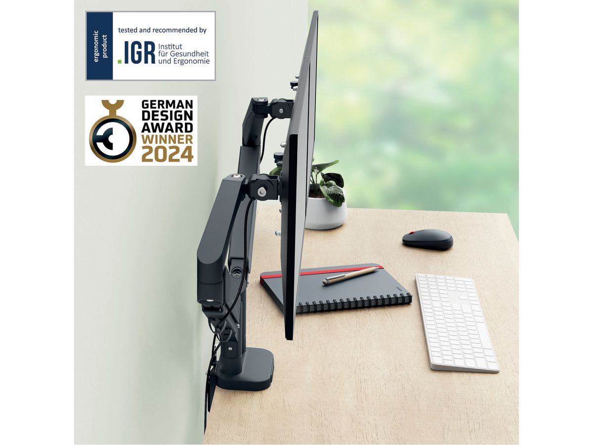 LEITZ Monitorarm ERGO 6537-00-89 grau, dual (4002432134687)