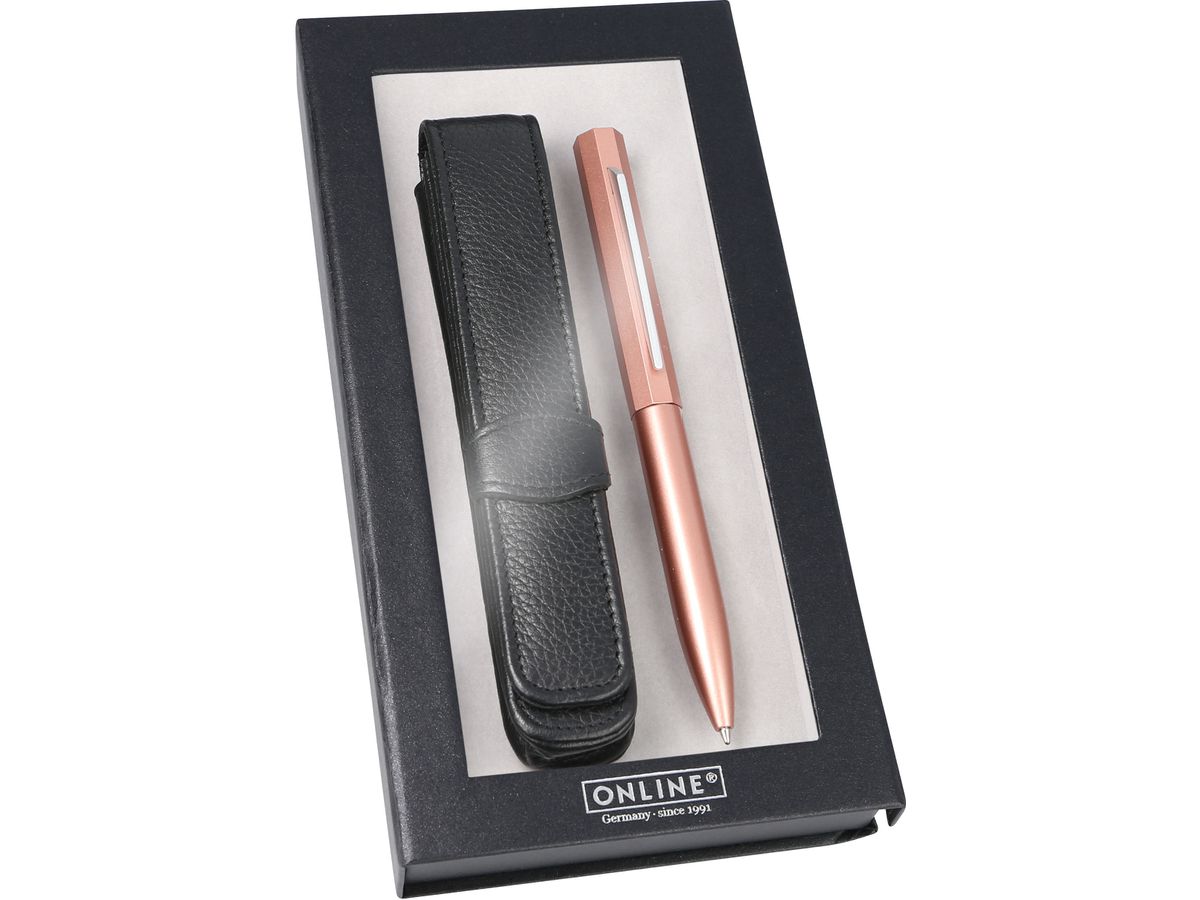 ONLINE Set Penna Sfera Octopen 34693 oro rosa, astuccio in pelle (4014421346933)