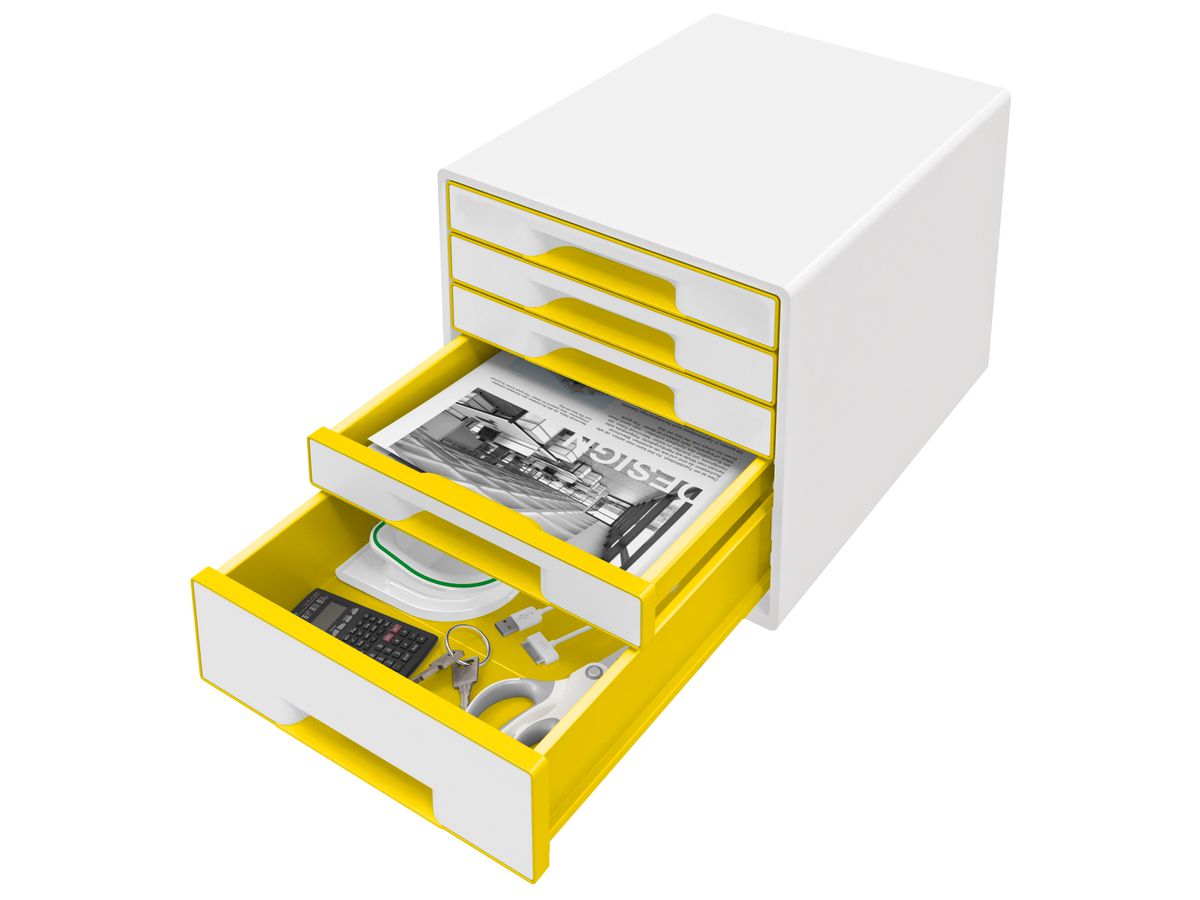 LEITZ Cassetti portadoc. WOW Cube A4 5214-20-16 bianco/giallo 5 cassetti (4002432121618)