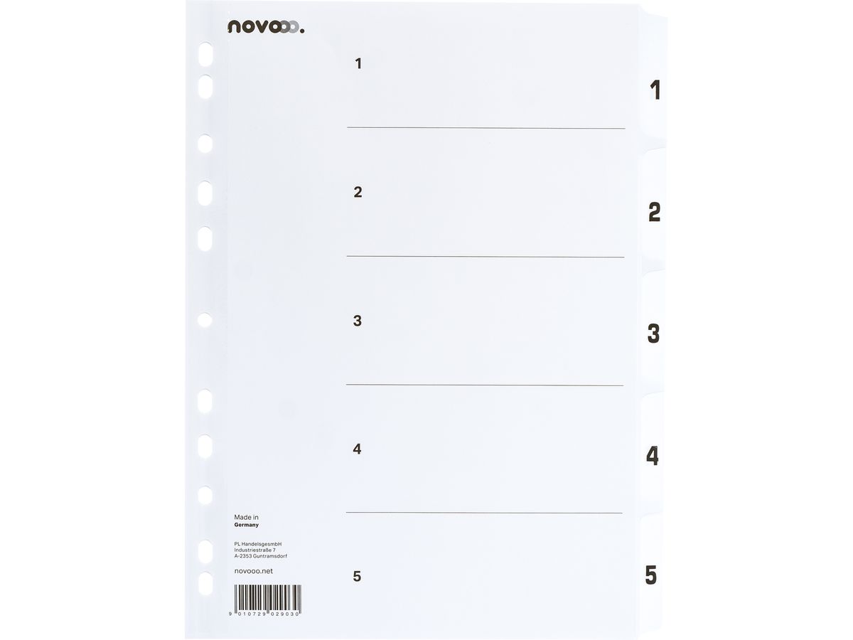 NOVOOO Répertoire carton A4 40624 blanc 1-5 (9010729029030)