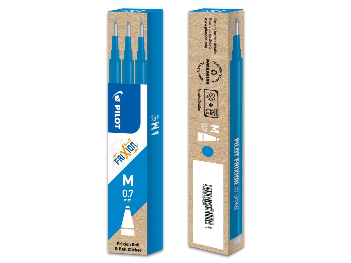 PILOT FriXion Refill 0.7mm BLS-FR7-SKL himmelblau 3 Stück (4902505584220)