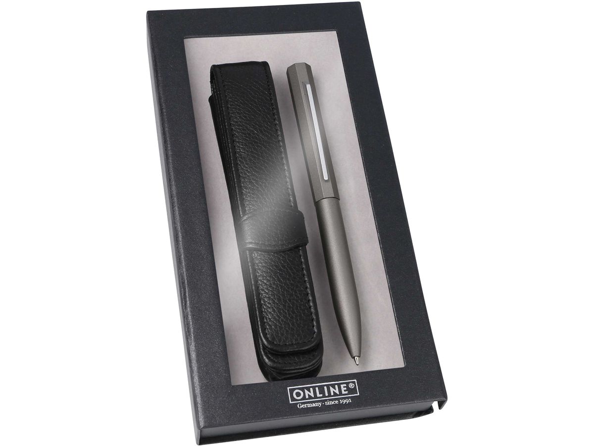 ONLINE Set Penna Sfera Octopen 34690 griggio, astuccio in pelle (4014421346902)