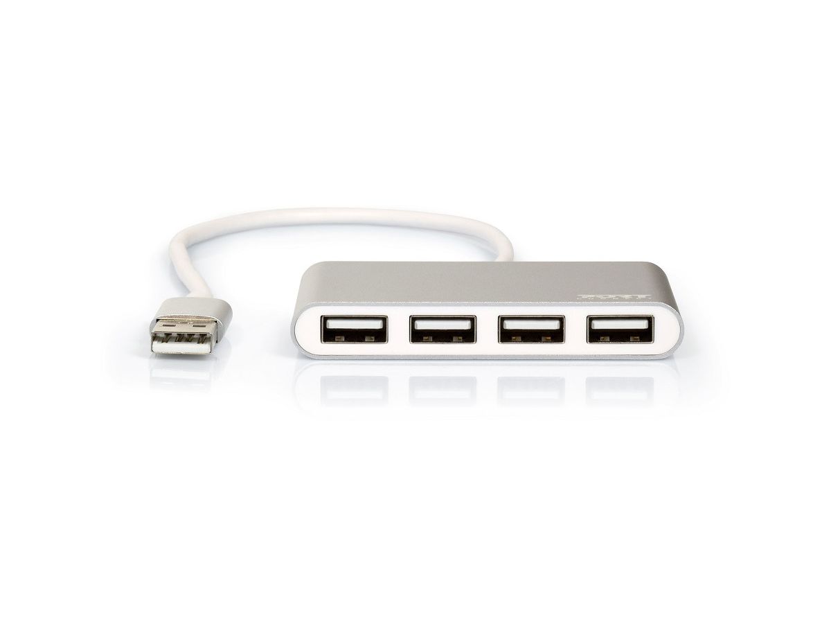 PORT USB Hub 4-ports USB 2.0 900120 Grey/White (3567049001209)