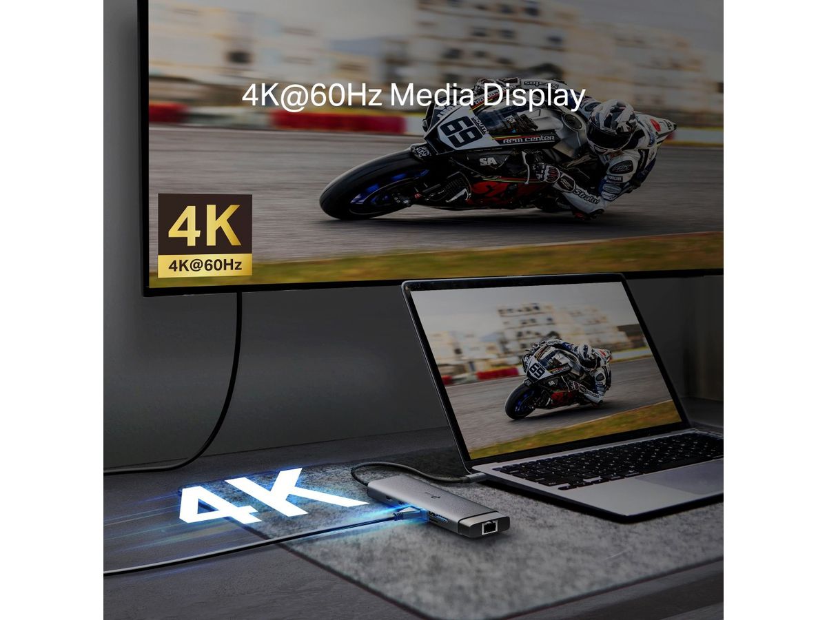 TP-LINK USB-C 9-Port Hub UH9120C HDMI 4K,USB-A&C,PD,RJ45,SD (8885021371900)