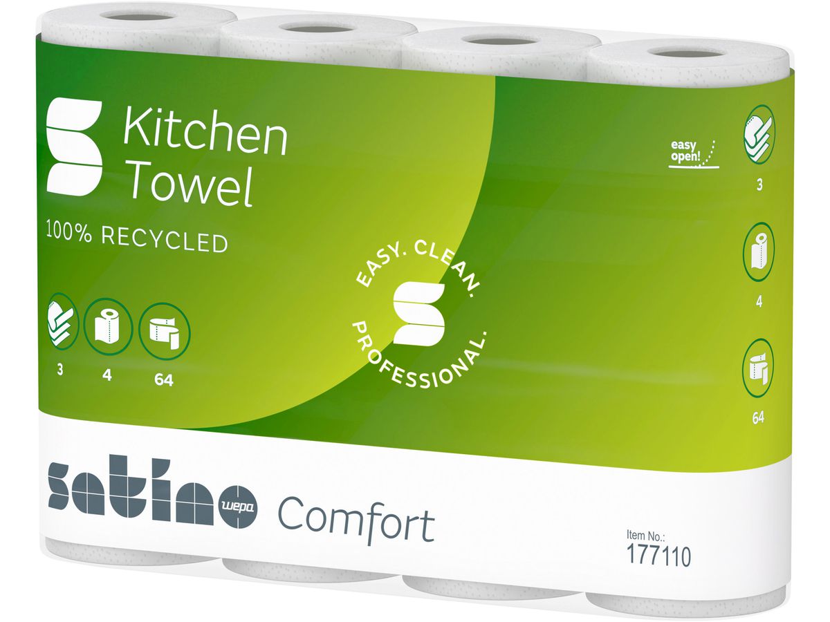 SATINO Haushaltsrollen Satino Comfort 177110 3-lagig, 4 Rollen 51 Blatt (4000735356317)