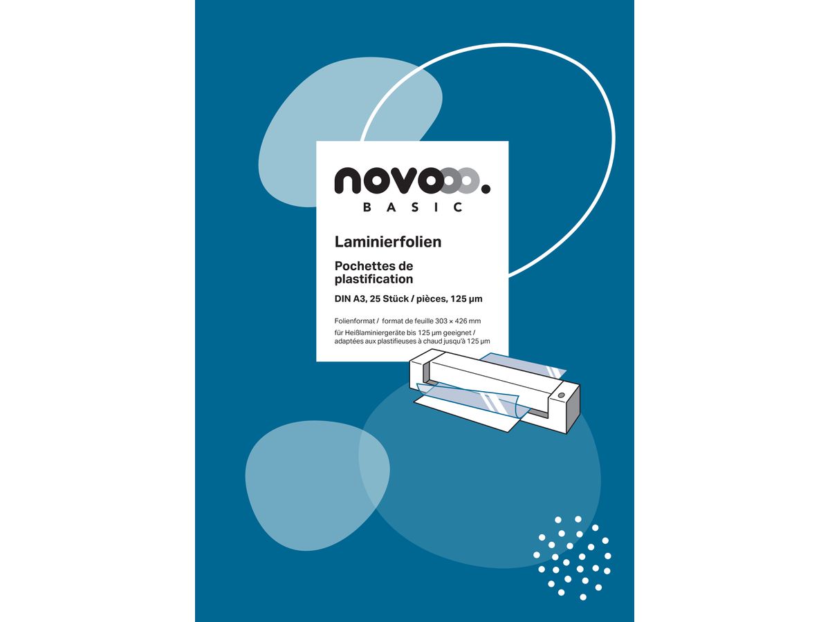 NOVOOO Laminierfolie A3 47110000 glanz, 125my 25 Stück (9010729047973)