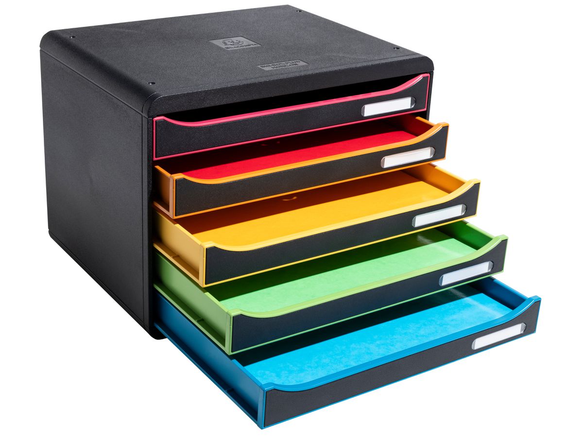EXACOMPTA Cassettiera Big-Box Plus 308914D nero/arlecchino, 5 cassetti (9002493430136)