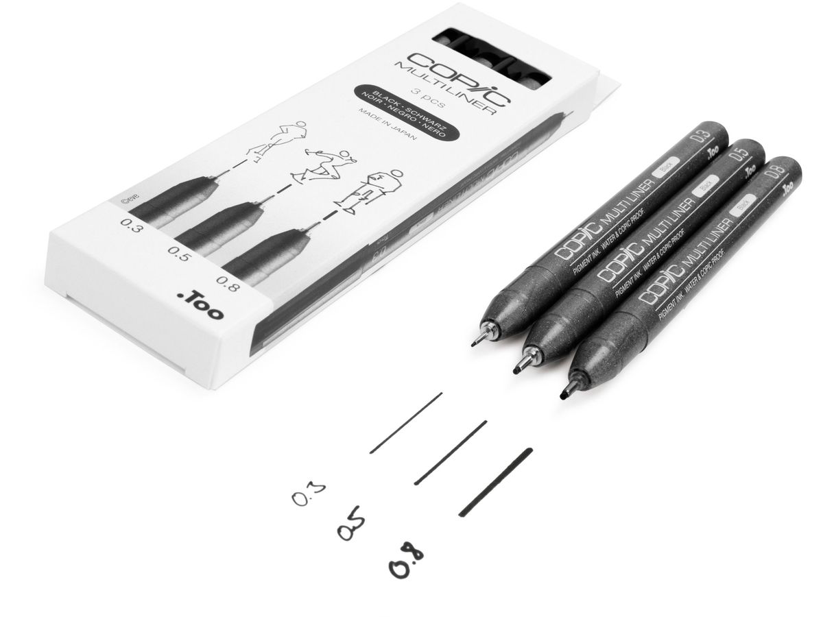 COPIC Multiliner 22075631 nero 3 pezzi (4013695266046)