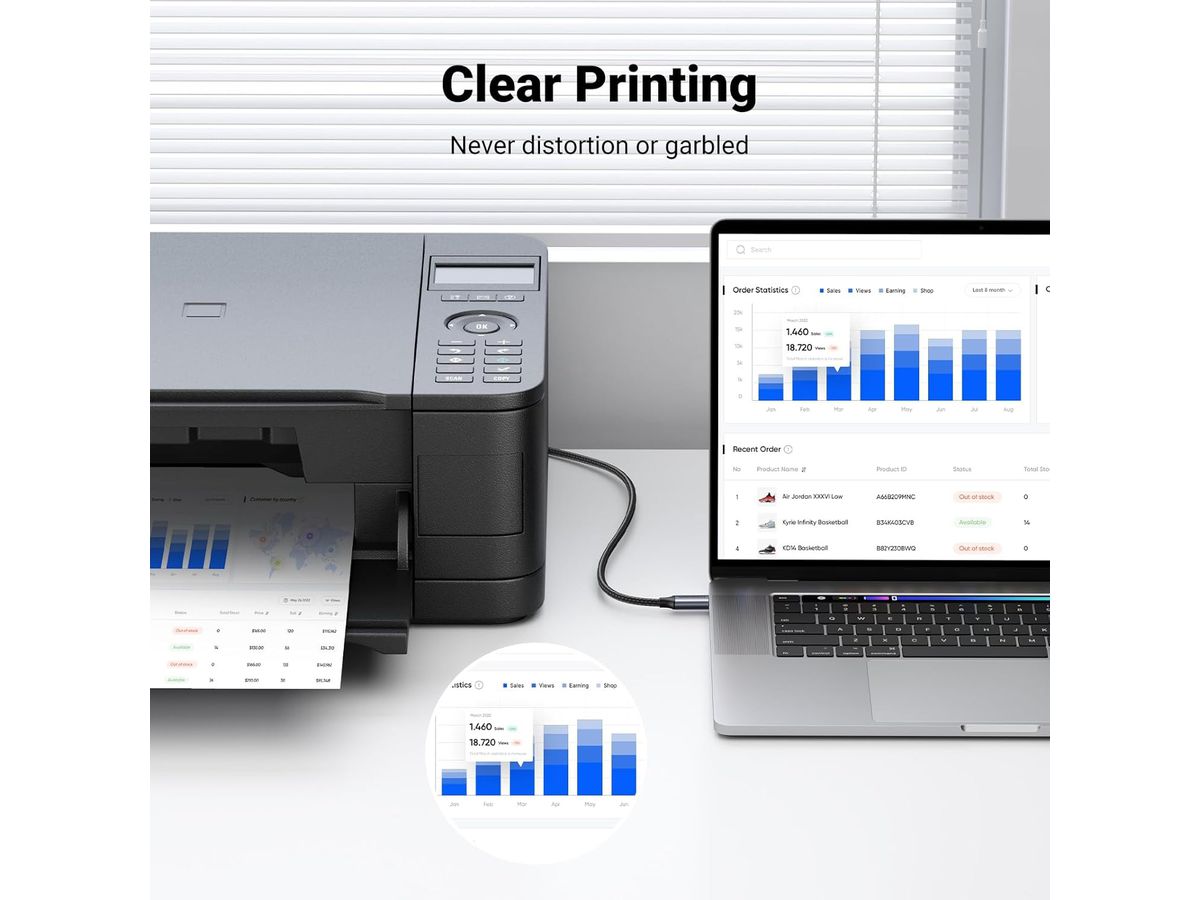 UGREEN Printer Cab. USB-C-USB-B 2.0 80808 3m,Black,BB (6957303888085)