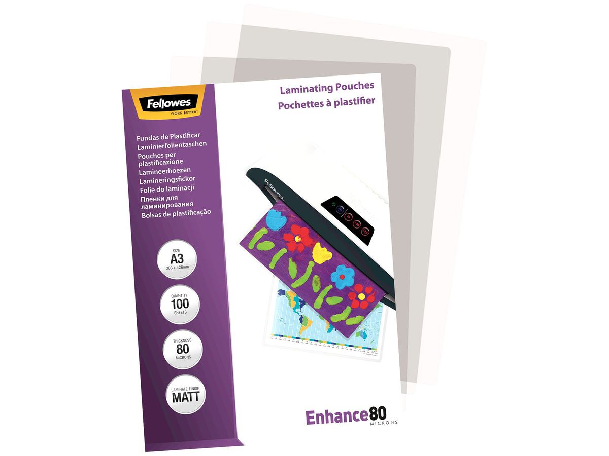 FELLOWES Laminiertasche A3 5452003 matt, 80my 100 Stk (0043859522323)
