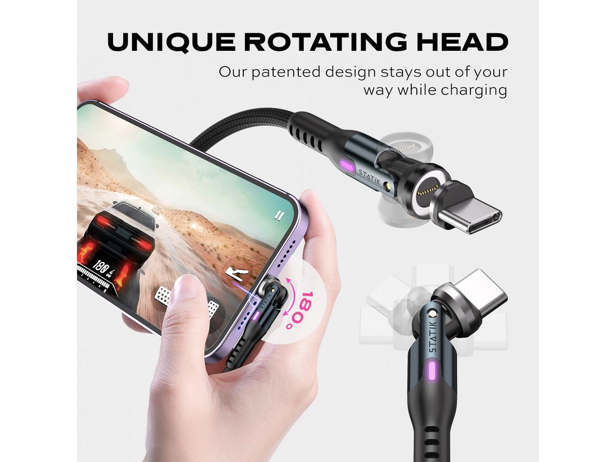 STATIK Statik 360 Pro Cable PUP-0521-3FT 2.0 USB-C Only, 1m 100W (0810024056057)
