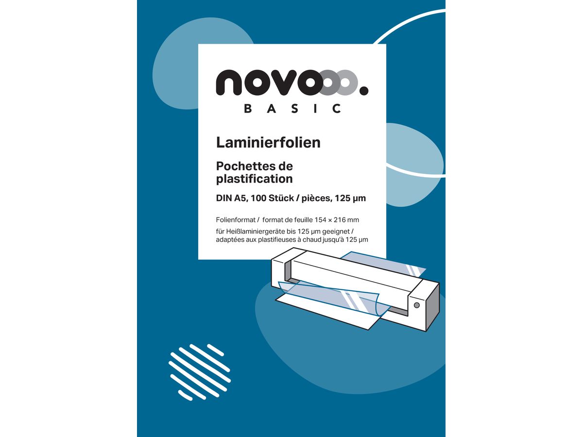 NOVOOO Pelicole per laminazione A5 47040000 lucido, 125my 100 pezzi (9010729047911)