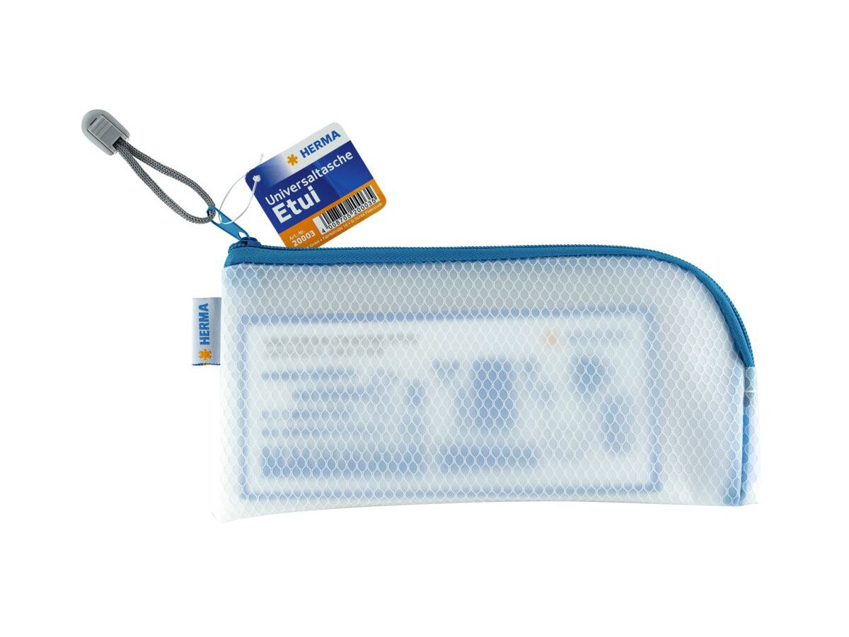 HERMA Étui à documents avec zip A6 20003 bleu, 23x11cm (4008705200035)