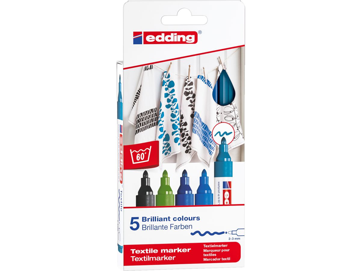 EDDING Textilmarker 4500 3950 Cool Color 5 pezzi (4057305013132)