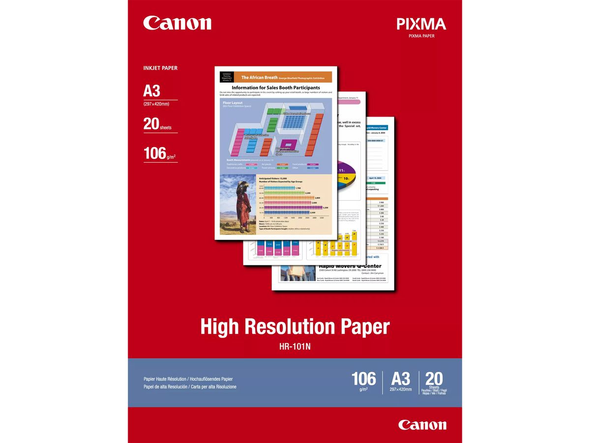 CANON Papier High Resolution A3 HR101NA3 InkJet 110g 20 flles (4960999867076)