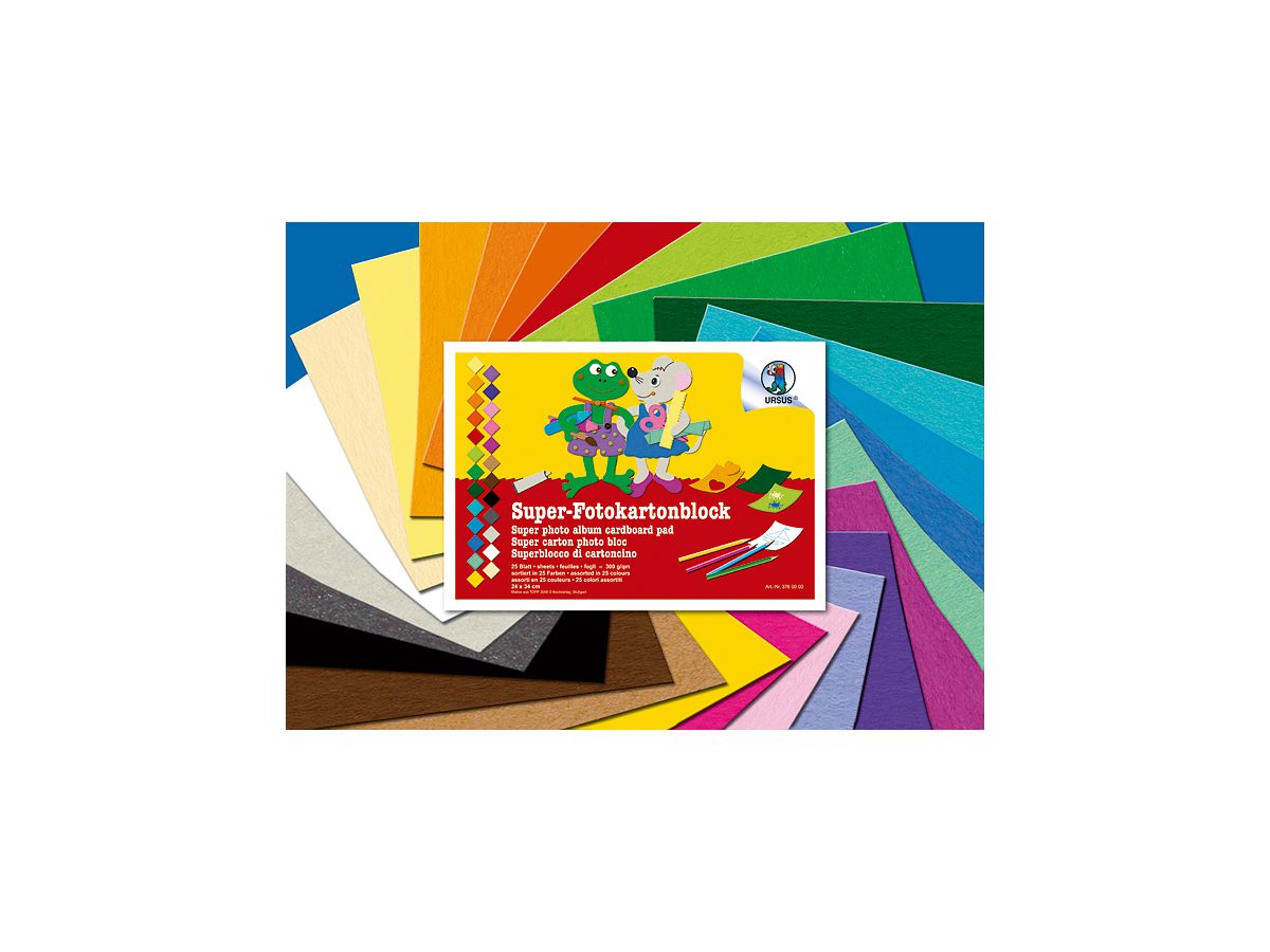 URSUS Carton photo 24x34cm 3760000 25 couleurs ass. 25 feuilles (4008525184317)