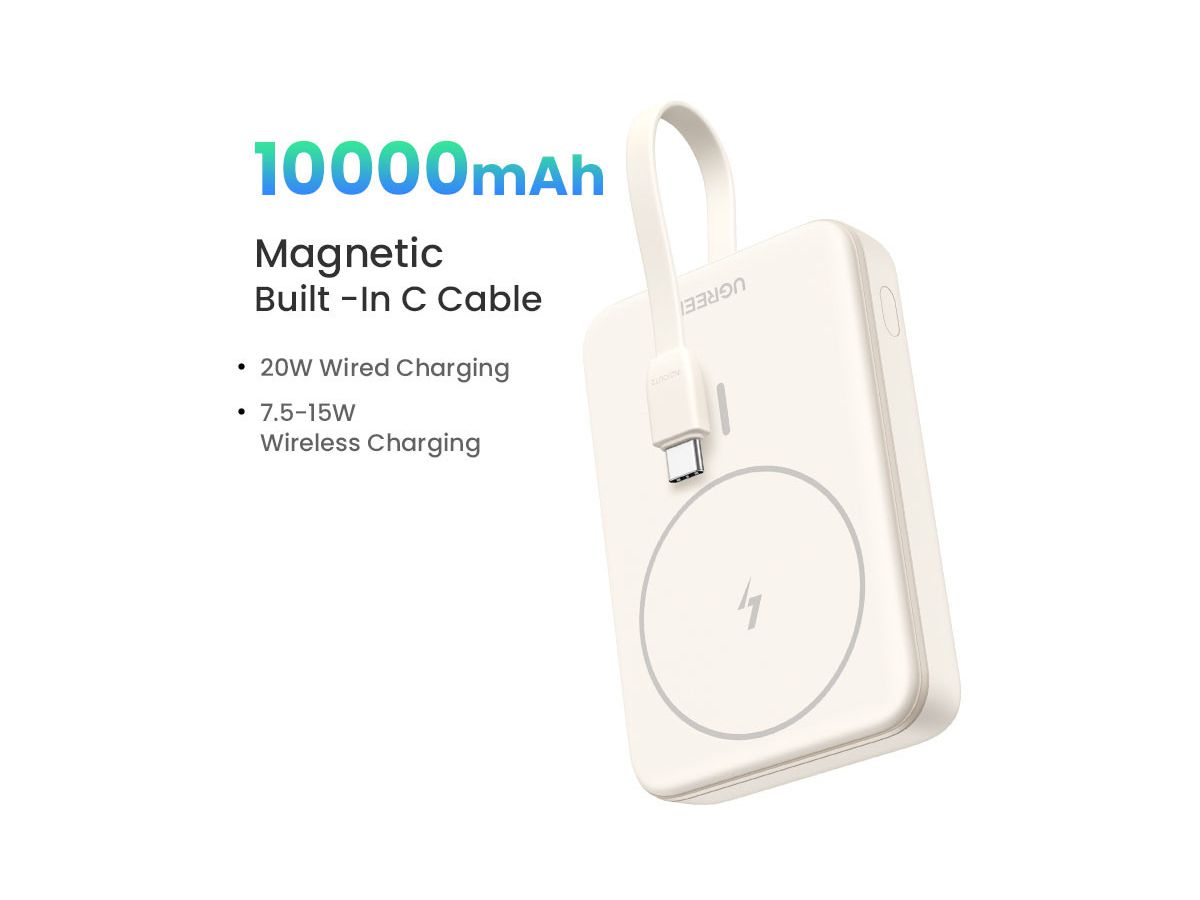 UGREEN Magnetic PowerBank 10000mAh 35341 20W,PD, Built-in USB-C Cable (6941876233410)
