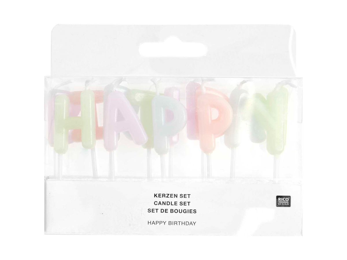 RICO DESIGN Kerzen Happy BIrthday 400590 pastell (4051271219284)