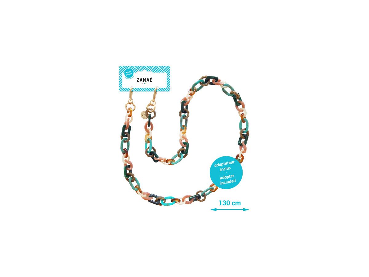 ZANAÉ Phone Necklace Blue Land 18330 Karma colored (3663838183306)