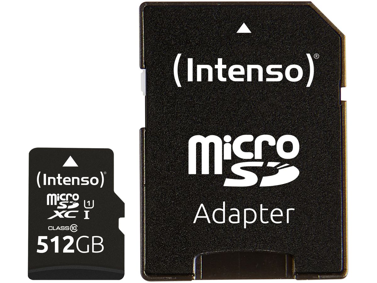 INTENSO Micro SD Secure Digital Cards 3423493 SD Adapter 512GB (4034303028832)