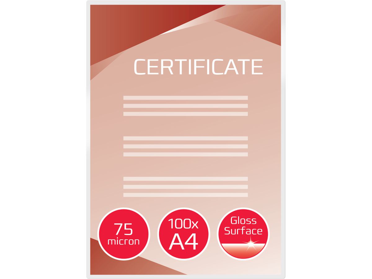 GBC Pelicole per laminazione A4 3740400 lucido, 75my 100 pezzi (0033816028654)