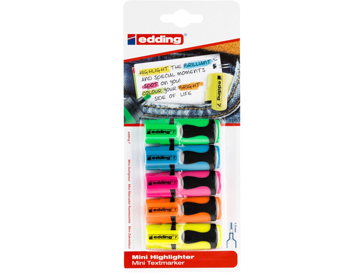 EDDING Textmarker Mini 1-3mm 7BLI-99 5 Farben ass. (4004764958795)