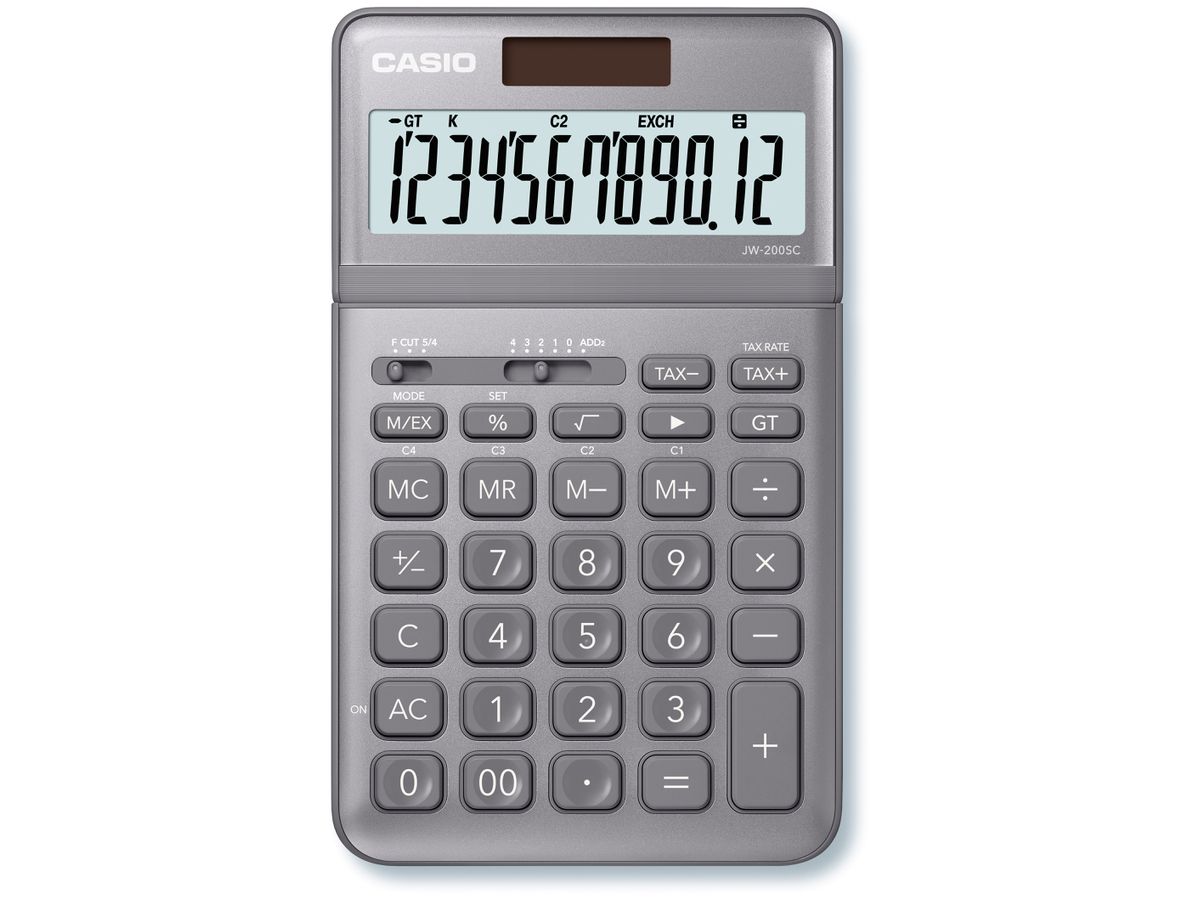 CASIO Calculatrice JW-200SC-GY-S 12 chiffres gris (4549526700484)