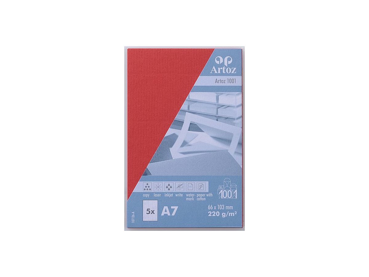 ARTOZ Visitenkarten 1001 A7 107136145 220g, rot 5 Blatt (7612450244403)