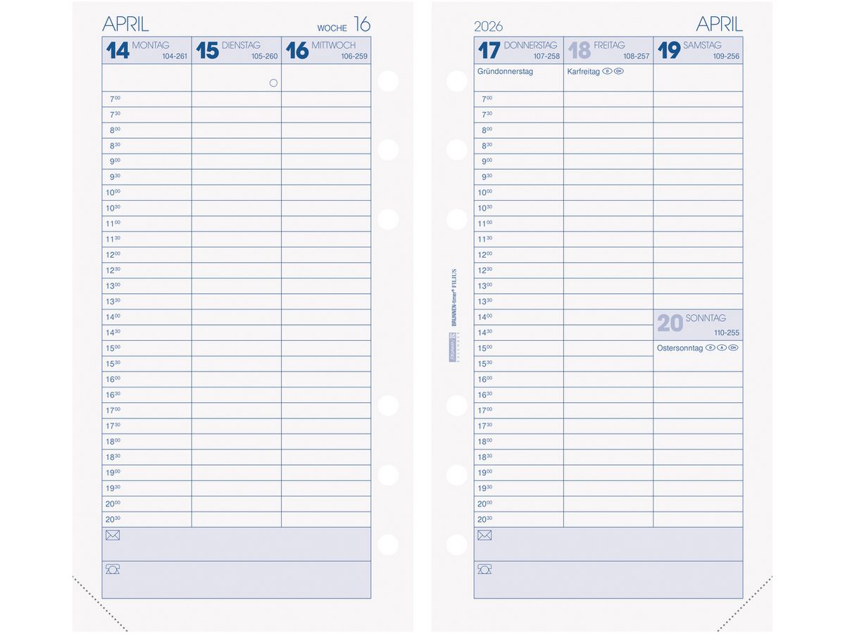 BRUNNEN Timer filius 2026 1074901006 1S/2P DE 9.3x17.2cm (4061947143065)