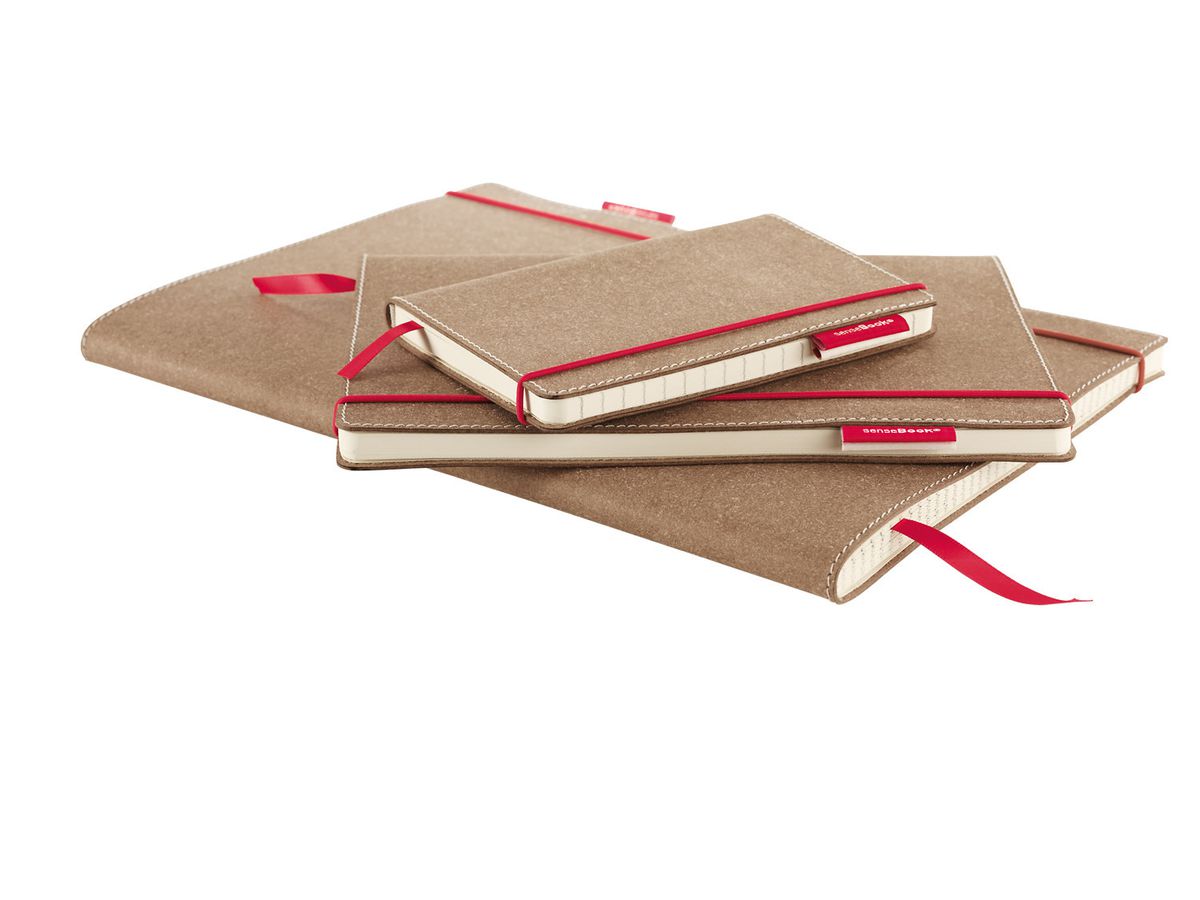 TRANSOTYPE senseBook RED RUBBER A5 75020502 kariert, M, 135 Seiten beige (8716329071332)