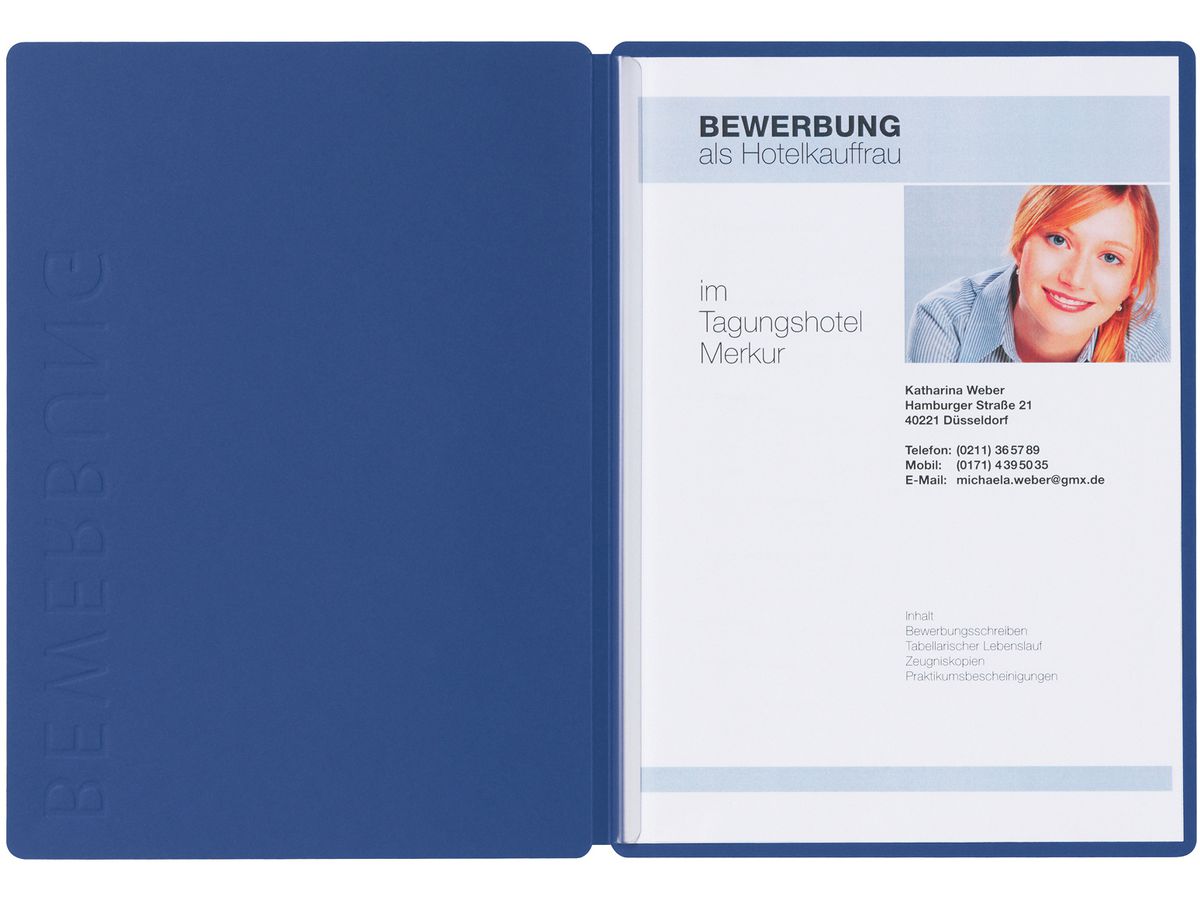 PAGNA Bewerbungsmappe Solo A4 22006-02 blau 5mm (4013951007161)