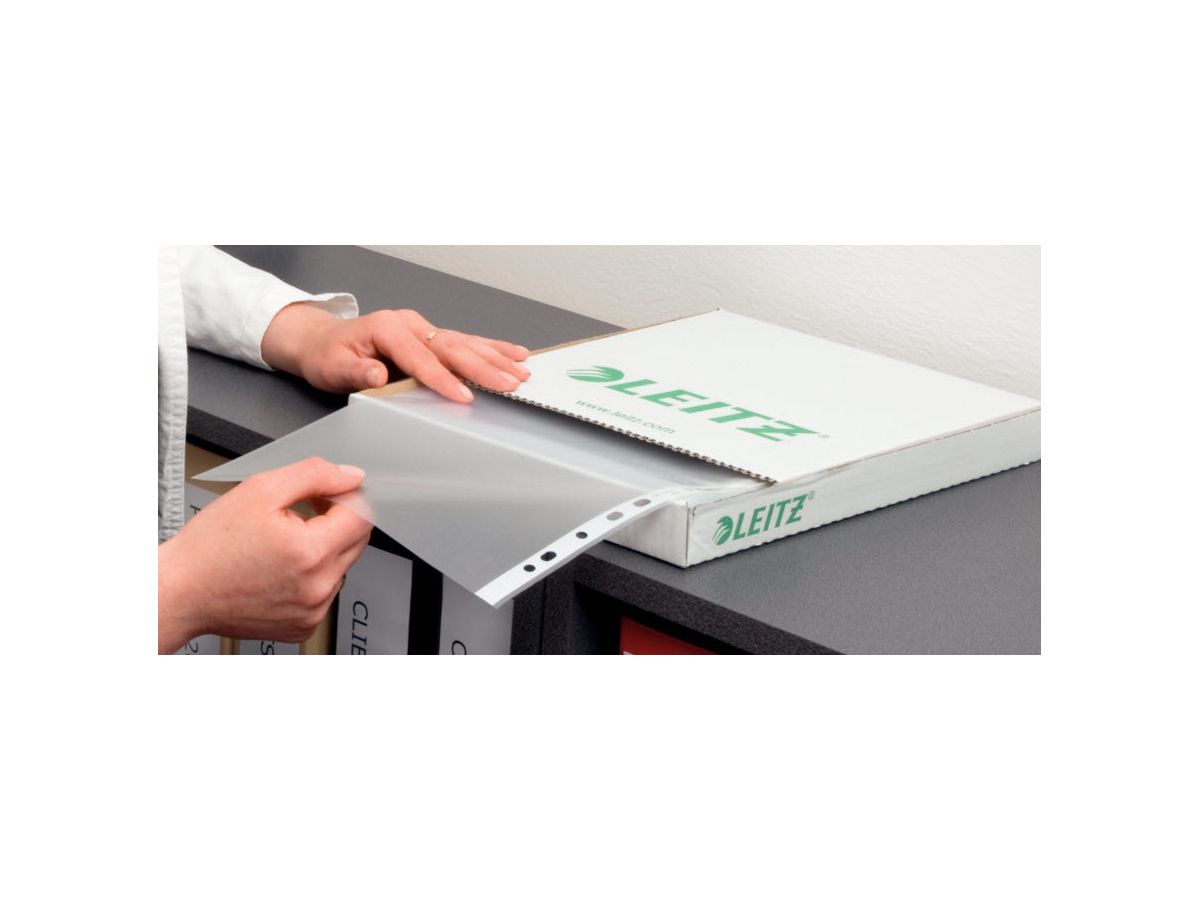 LEITZ Zeigetaschen PP A4 47000003 genarbt, 0,13mm 100 Stück (4002432478620)