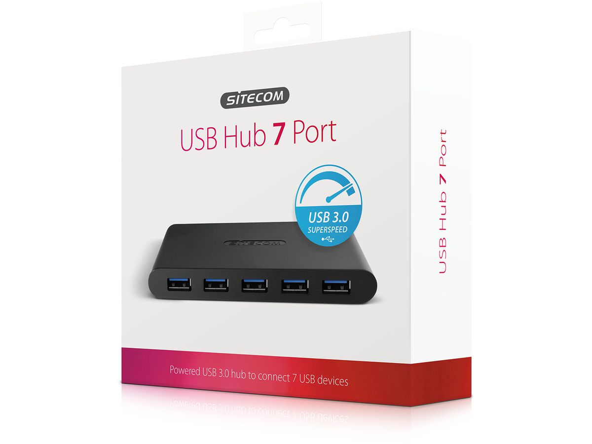 SITECOM USB 3.0 Hub 7 Port CN-084 Incl. Power adapter (8716502029662)
