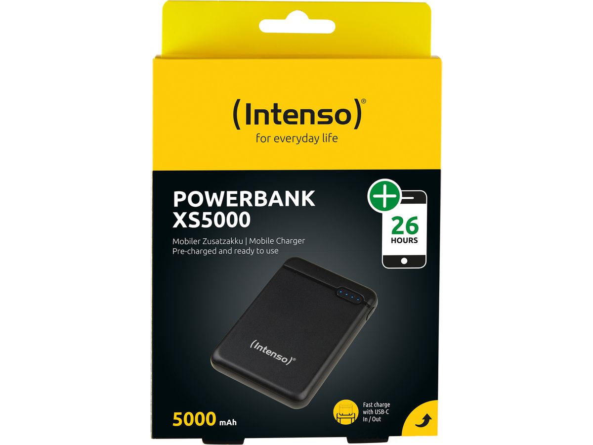 INTENSO Powerbank XS5000, black 7313520 5000 mAh, USB-A, USB-C (4034303028221)