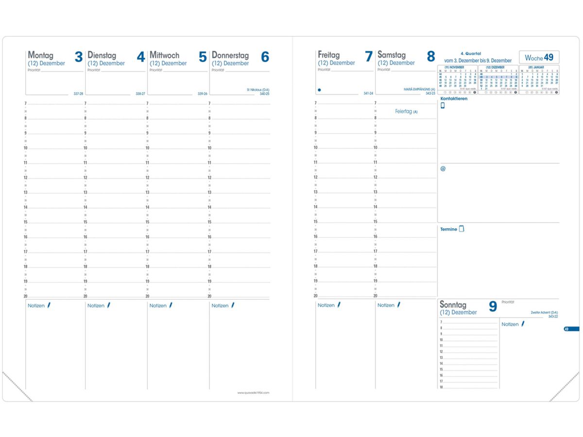 QUO-VADIS Agenda Soho Trinote 2026 048356Q 1W/2S dali-rot DE 18x24cm (3371010489046)