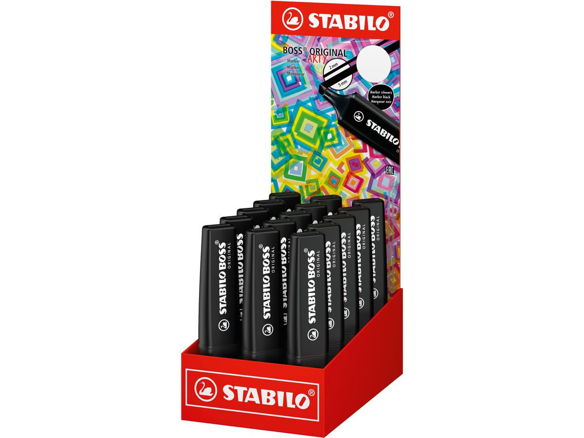 STABILO Boss Leuchtmarker Original 70/15-2-46 Display,schwarz 15 Stück (4006381603171)